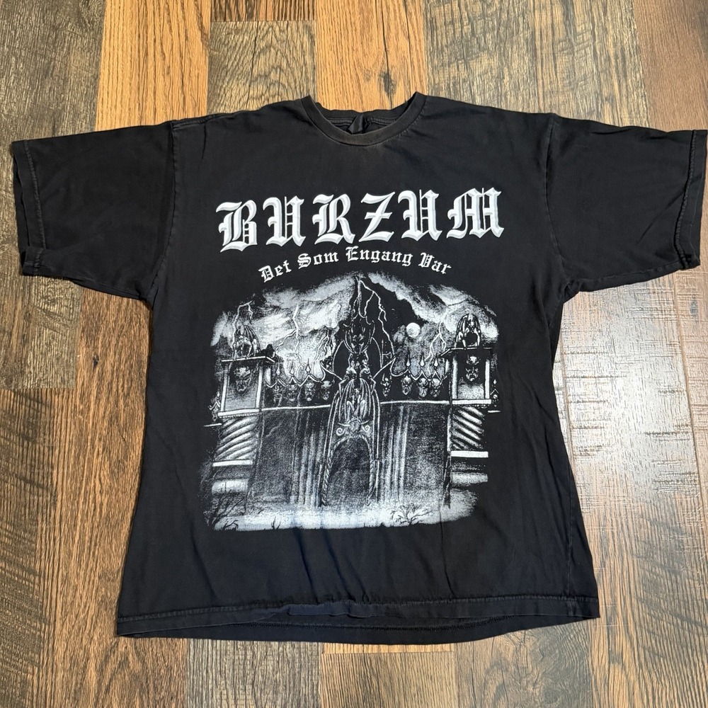 Det Som Engang Var Black Metal T-Shirt Double Sided Graphic Tee Large